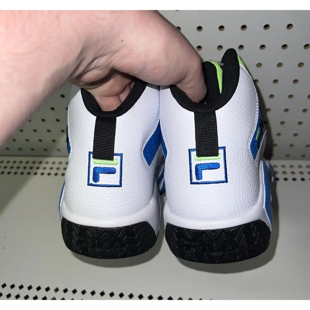 FILA MB Mens Basketball Shoes Size 9.5 White Blue Neon Green Jamal Mashburn - Picture 3 of 9